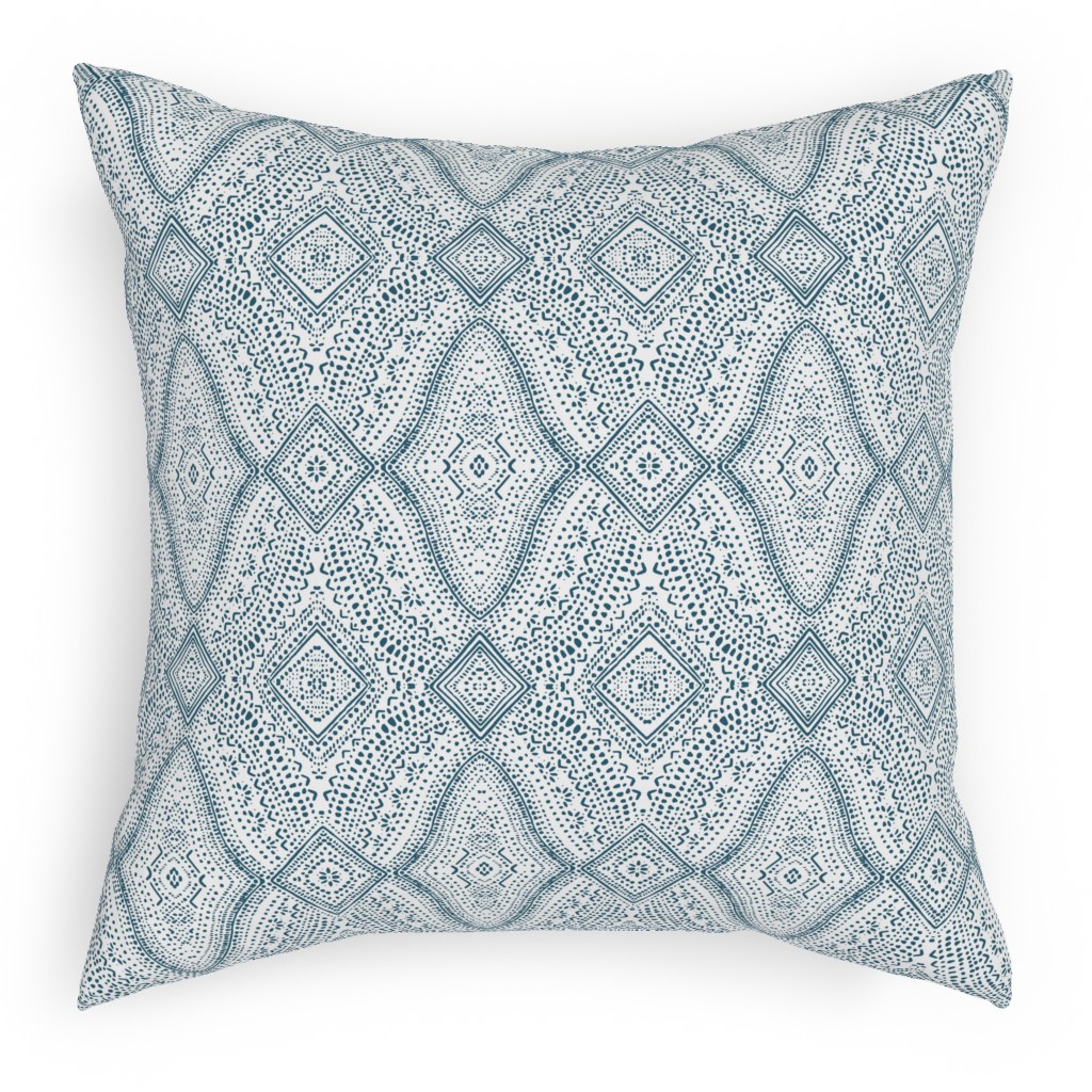 Tribal Dot - Navy Pillow, Woven, White, 18x18, Double Sided, Blue, True Blue