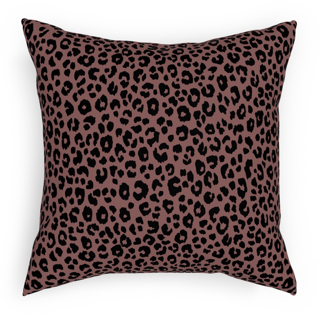 Leopard - Pale Mauve Pillow, Woven, White, 18x18, Double Sided, Pink, Bright Pink