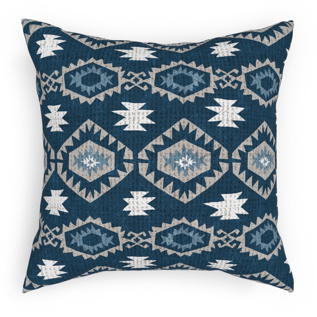 Kilim Me - Blue Pillow, Woven, White, 18x18, Double Sided, Blue, True Blue