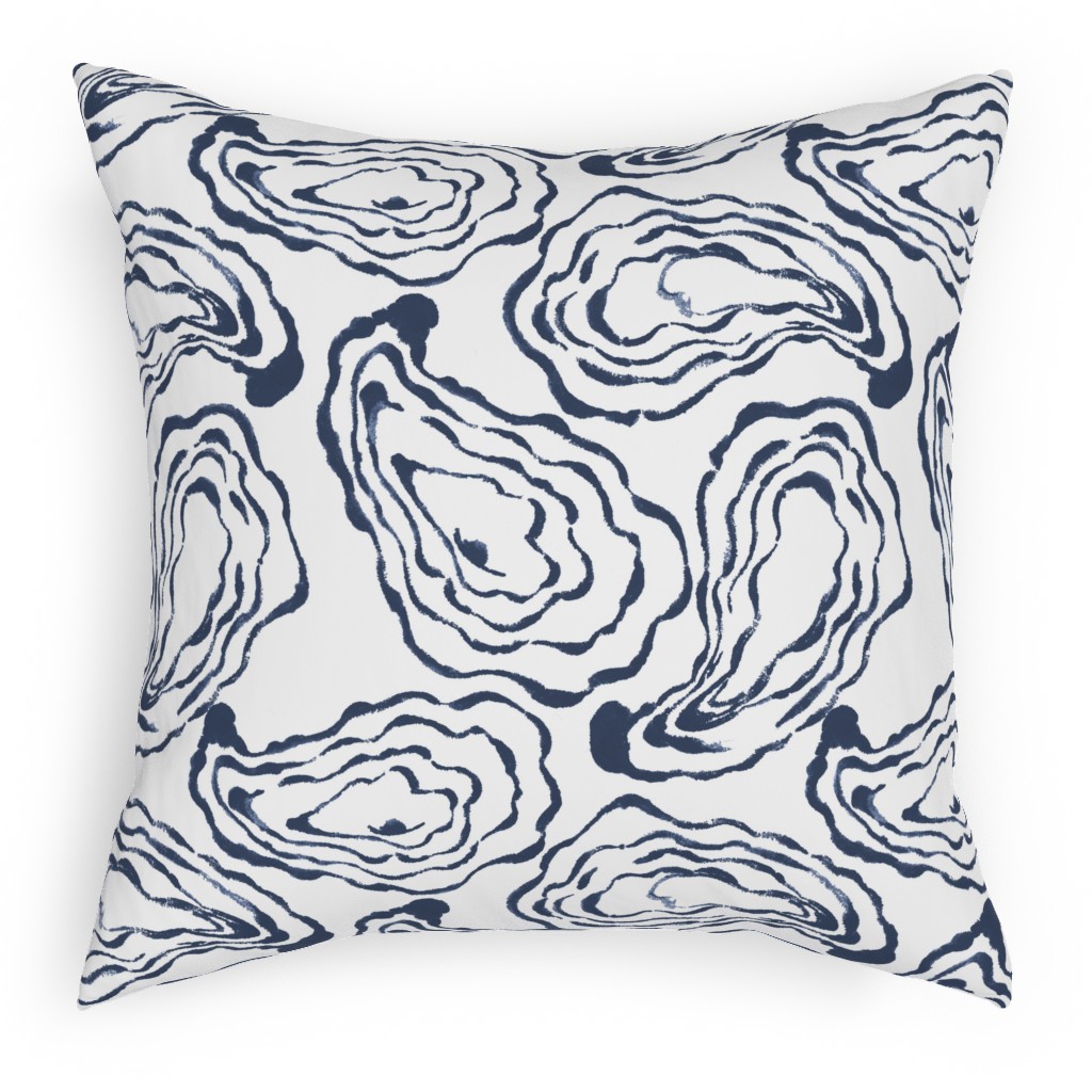 Oysters Paisley - Navy Pillow, Woven, White, 18x18, Double Sided, Blue
