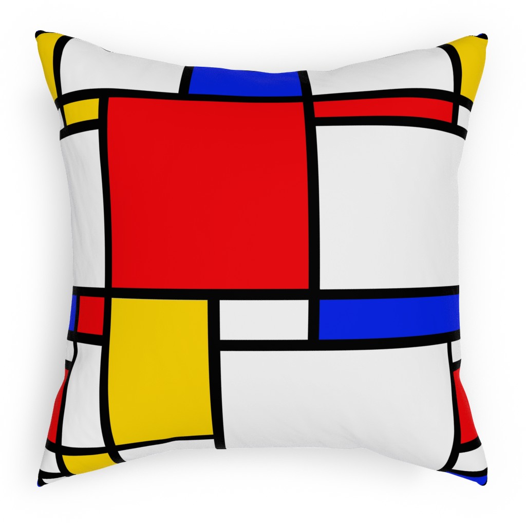 Mondrian Pillow, Woven, White, 18x18, Double Sided, Multicolor