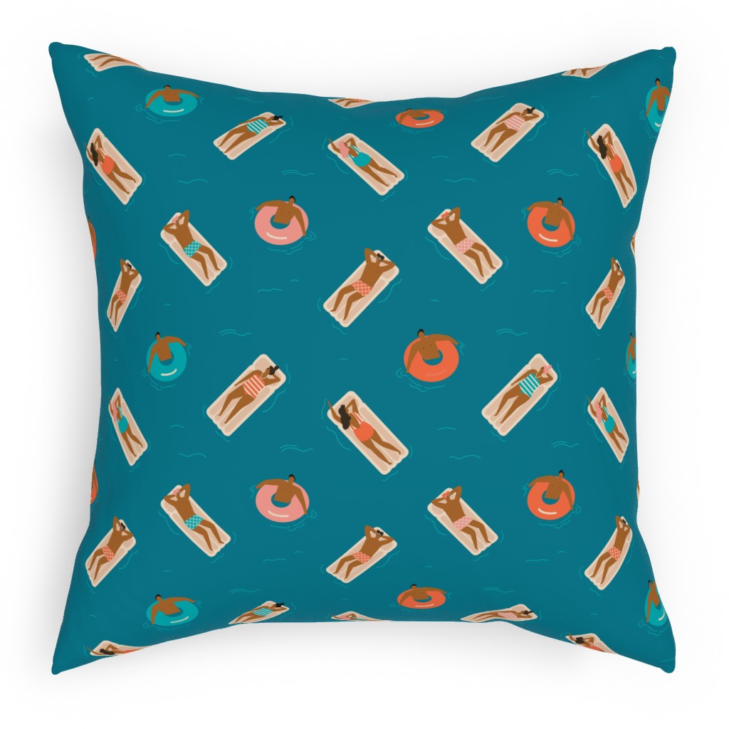 Summertime Pillow, Woven, White, 18x18, Double Sided, Blue, True Blue