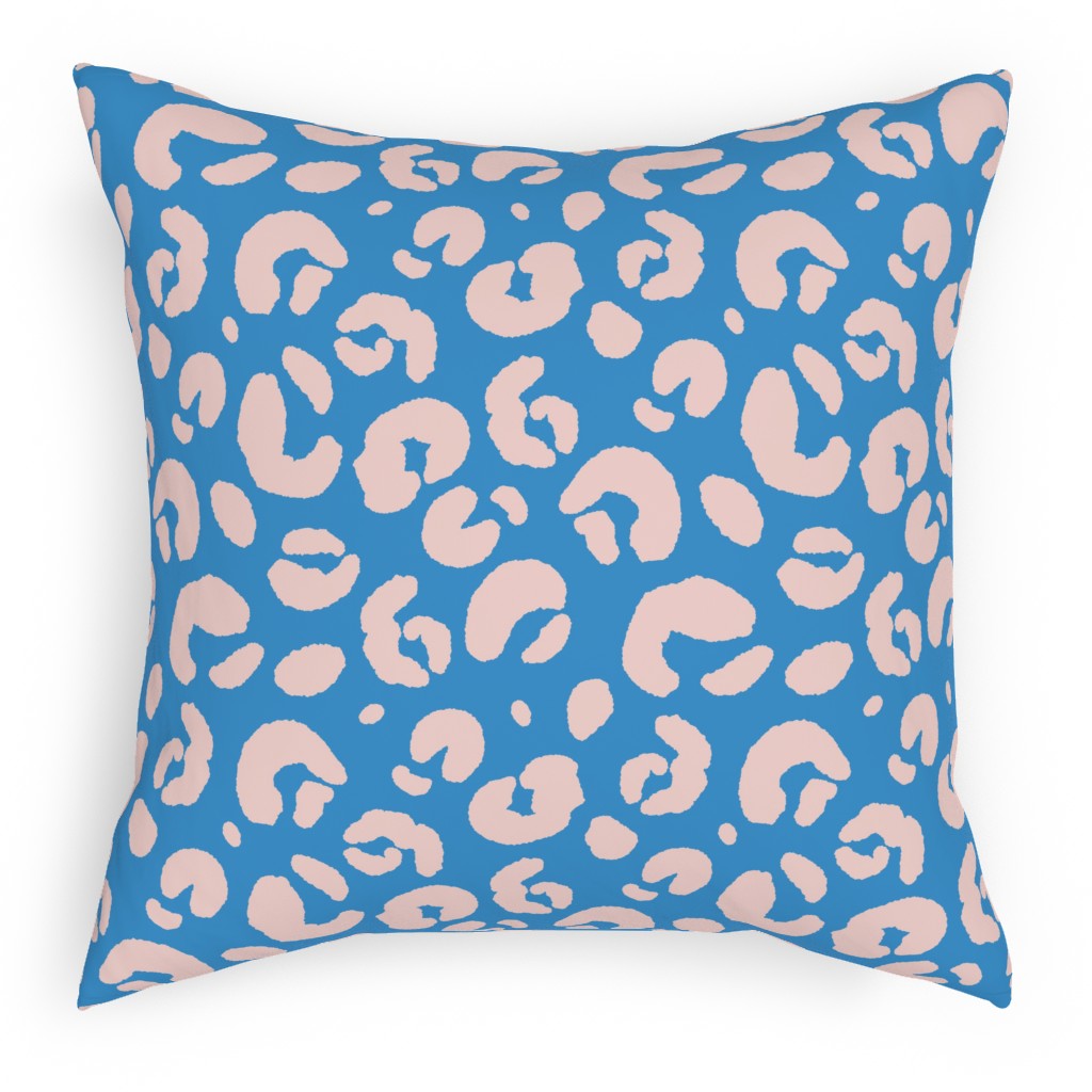 Jaguar Spots - Blue Pillow, Woven, White, 18x18, Double Sided, Blue