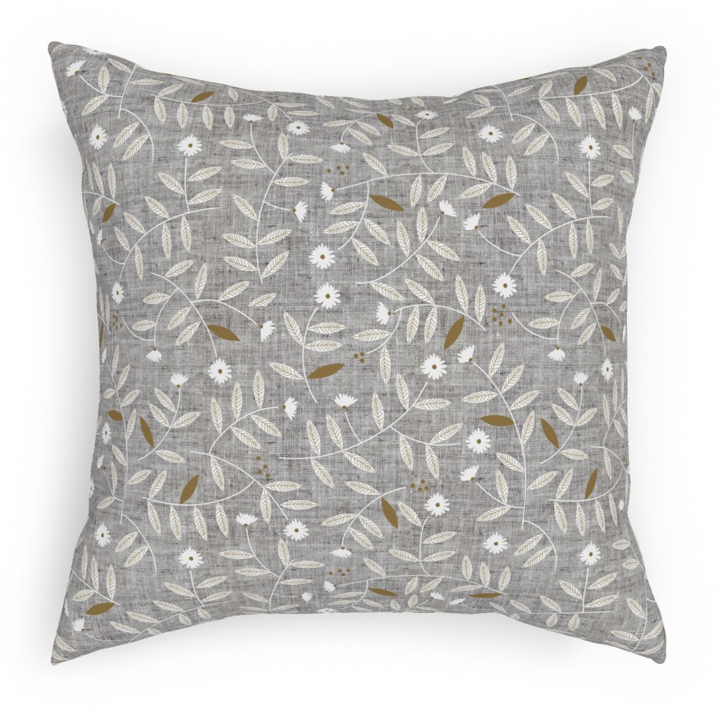 Darcy Pillow, Woven, White, 18x18, Double Sided, Gray, Iron