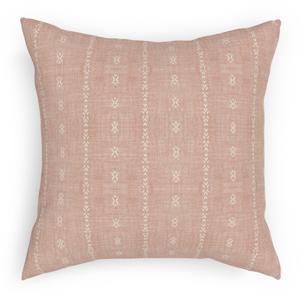 Playa Tribal Stripe - Pink Pillow, Woven, White, 18x18, Double Sided, Pink
