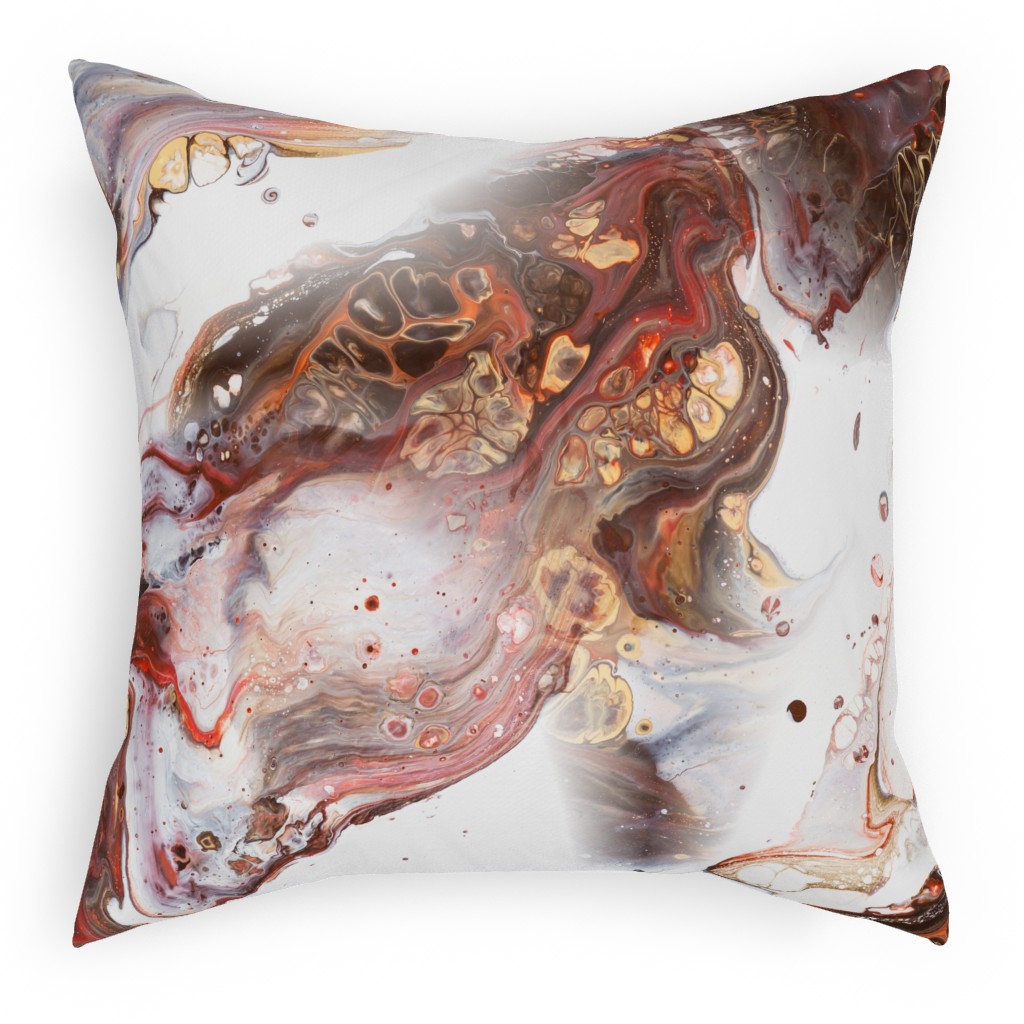 Acrylic Flow Pillow, Woven, White, 18x18, Double Sided, Brown, Pebble