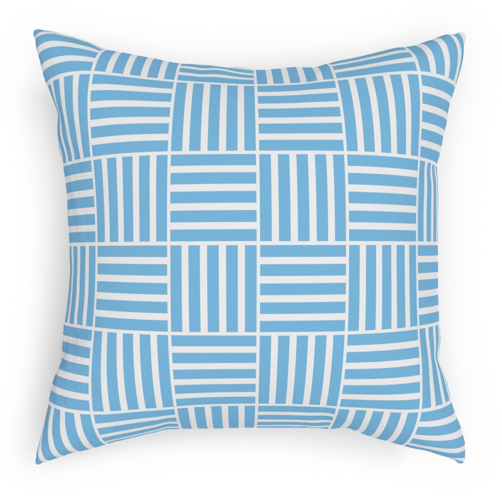 South Beach Stripe - Neptune Pillow, Woven, White, 18x18, Double Sided, Blue, True Blue