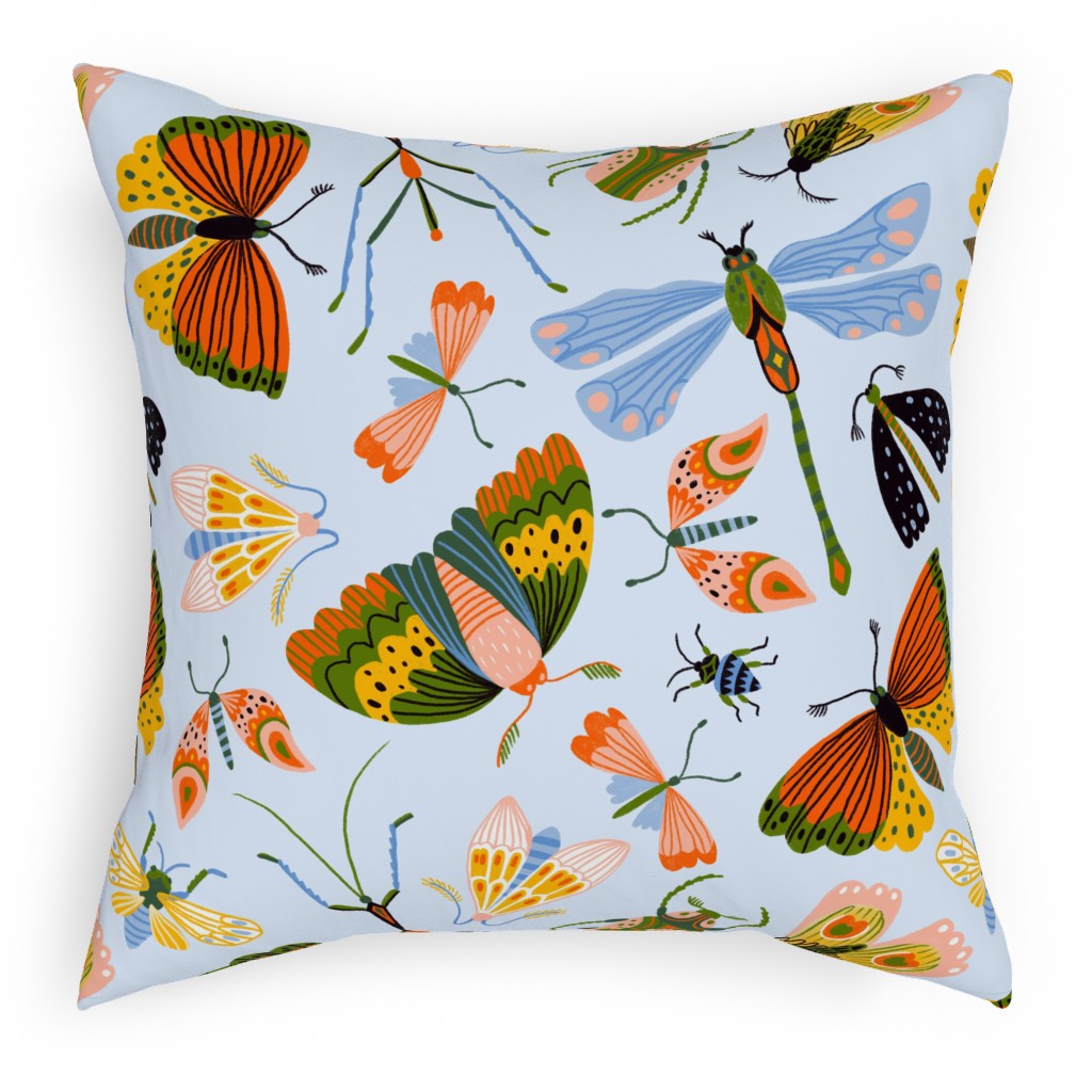 Funny Midges - Multi Pillow, Woven, White, 18x18, Double Sided, Multicolor