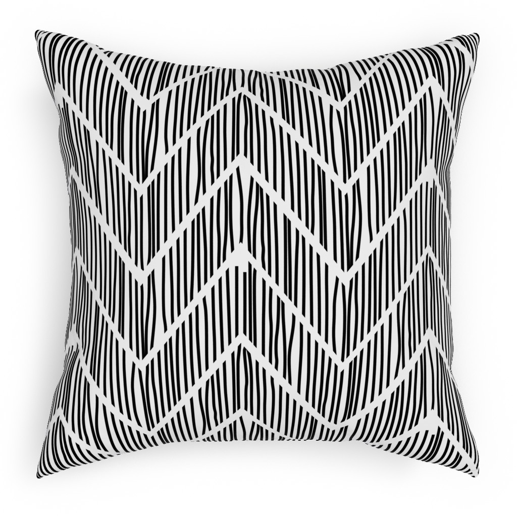 Black & White Chevron Pillow, Woven, White, 18x18, Double Sided, Gray