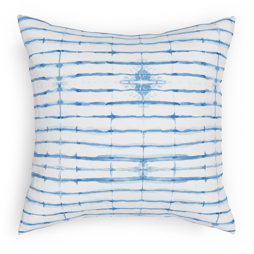 Shibori - Blue Pillow, Woven, White, 18x18, Double Sided, Blue
