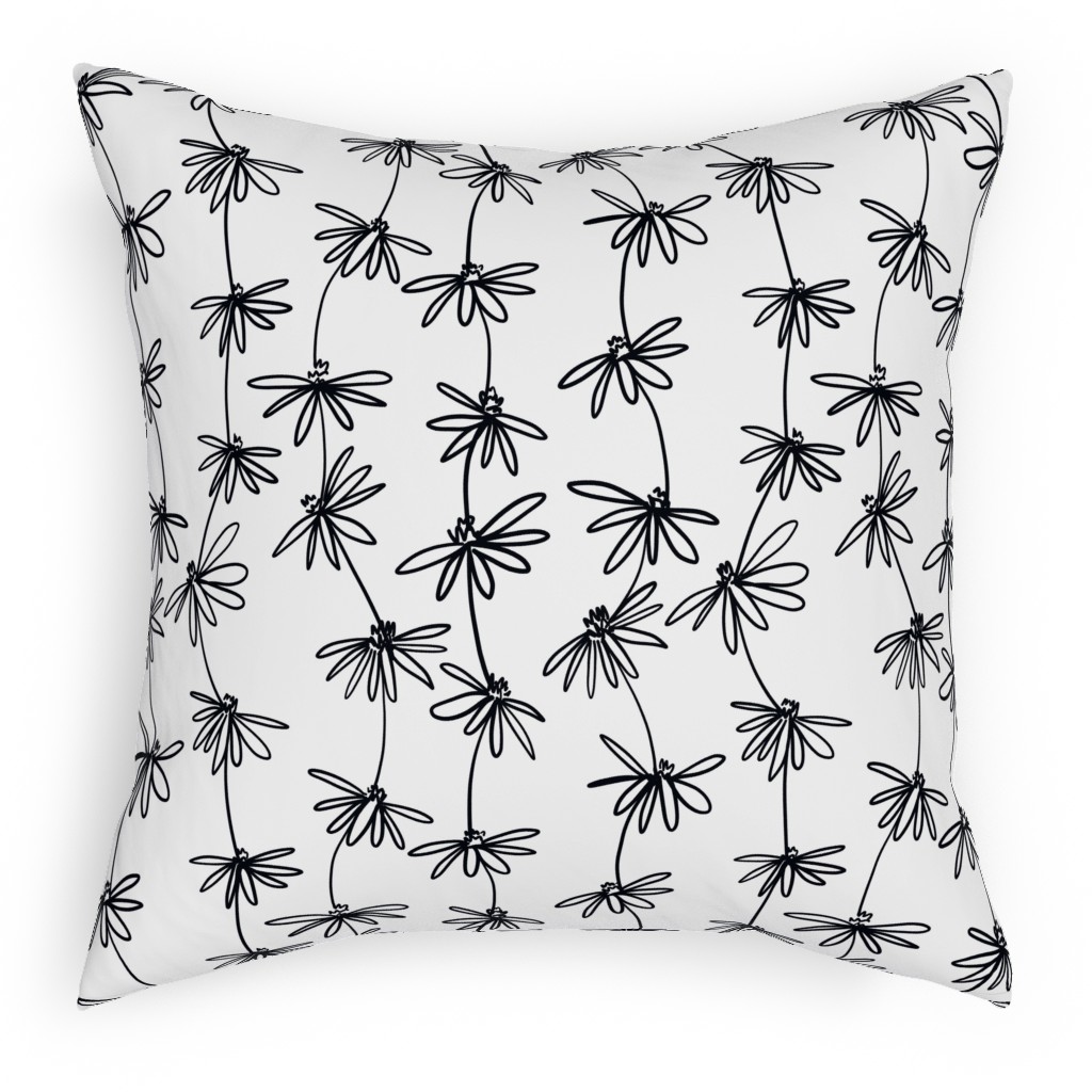 Daisy Chain - Black and White Pillow, Woven, White, 18x18, Double Sided, White, White