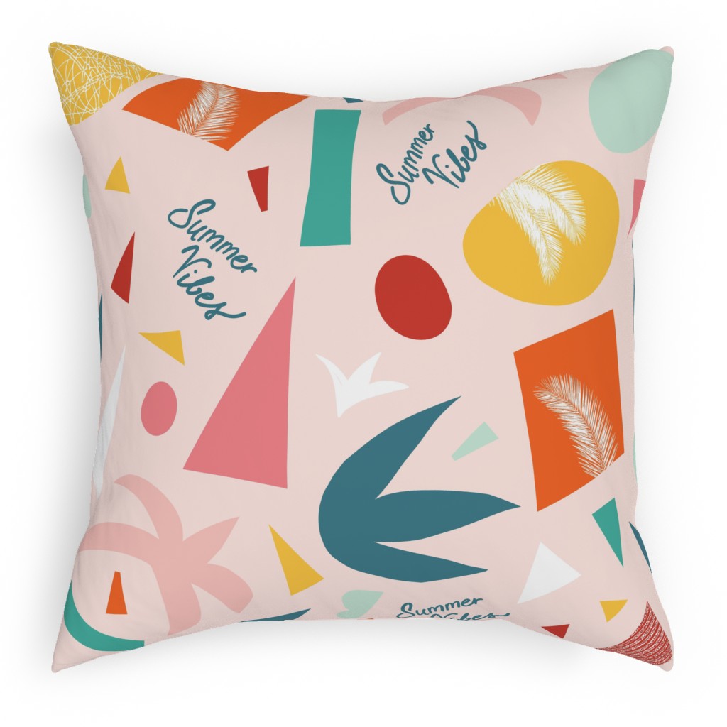 Summer Vibes Abstract Shapes Pillow, Woven, White, 18x18, Double Sided, Multicolor
