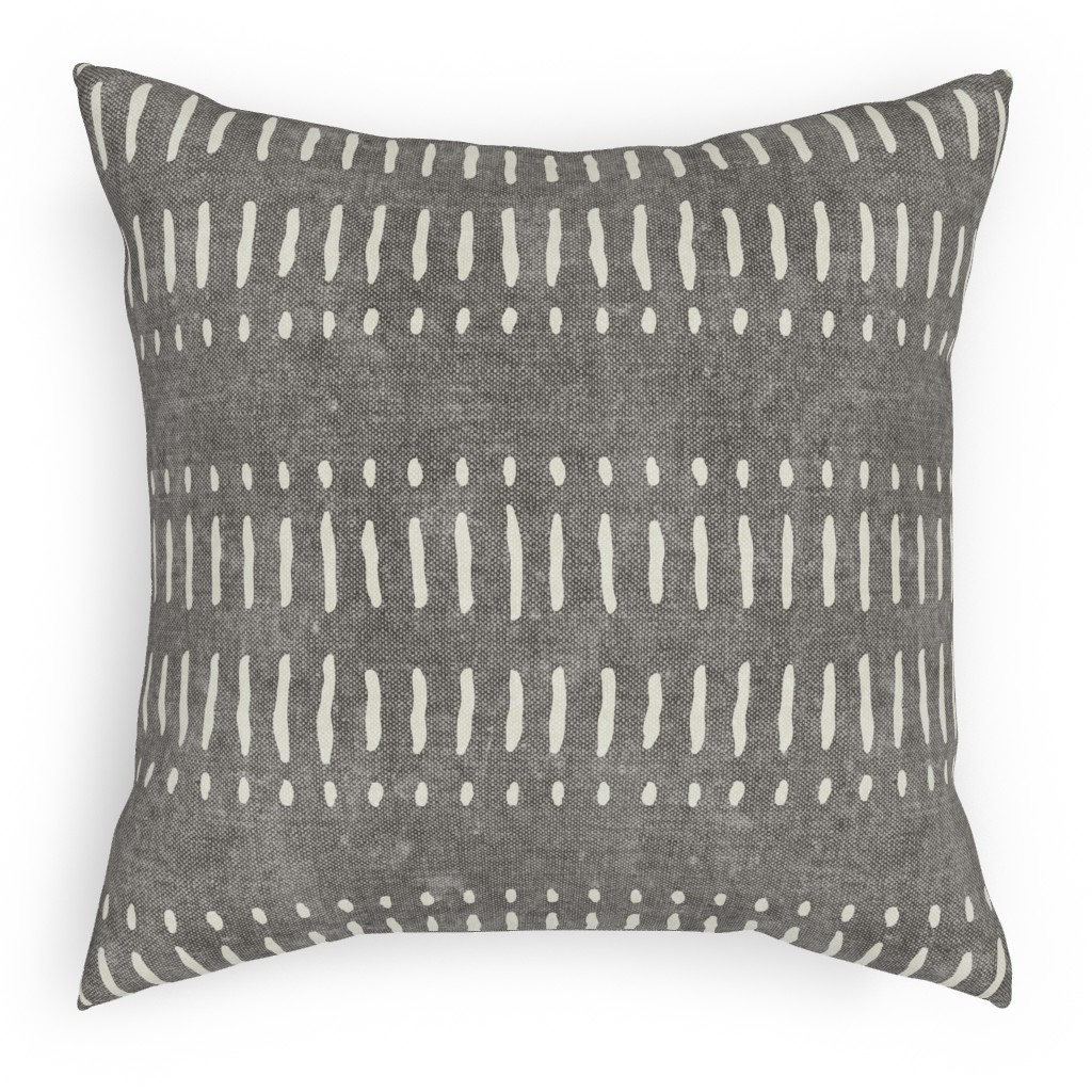 Dash Dot Stripes Pillow, Woven, White, 18x18, Double Sided, Gray, Warm Gray