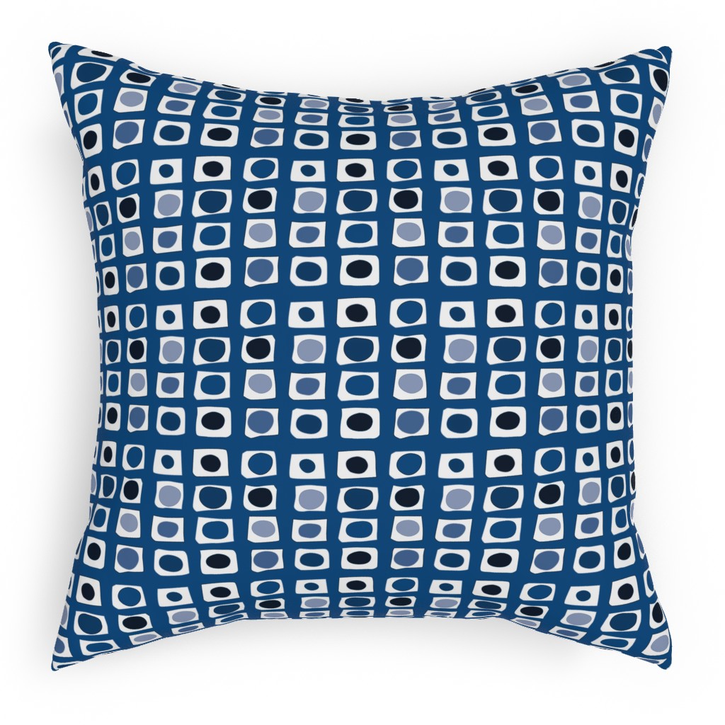 Little White Rectangles - Classic Blue Pillow, Woven, White, 18x18, Double Sided, Blue, True Blue