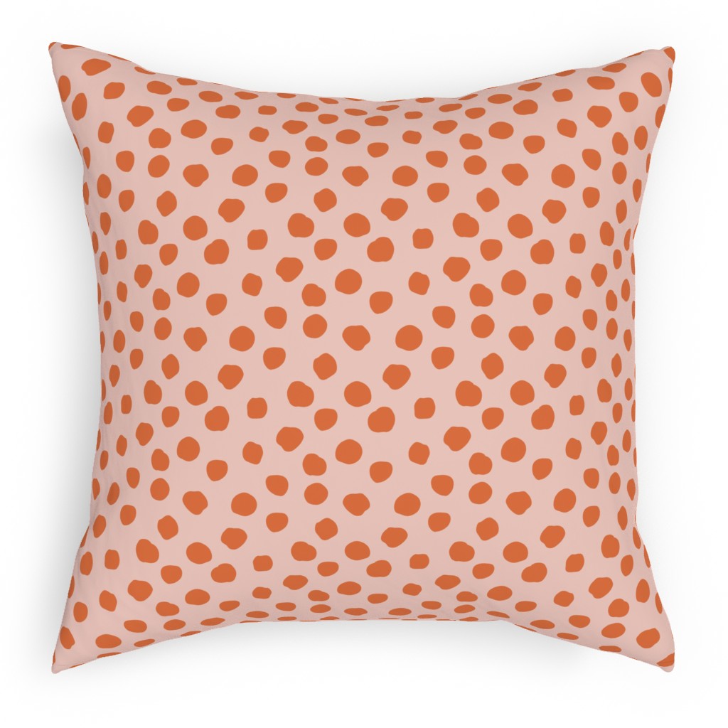 Dotty - Pink and Orange Pillow, Woven, White, 18x18, Double Sided, Pink