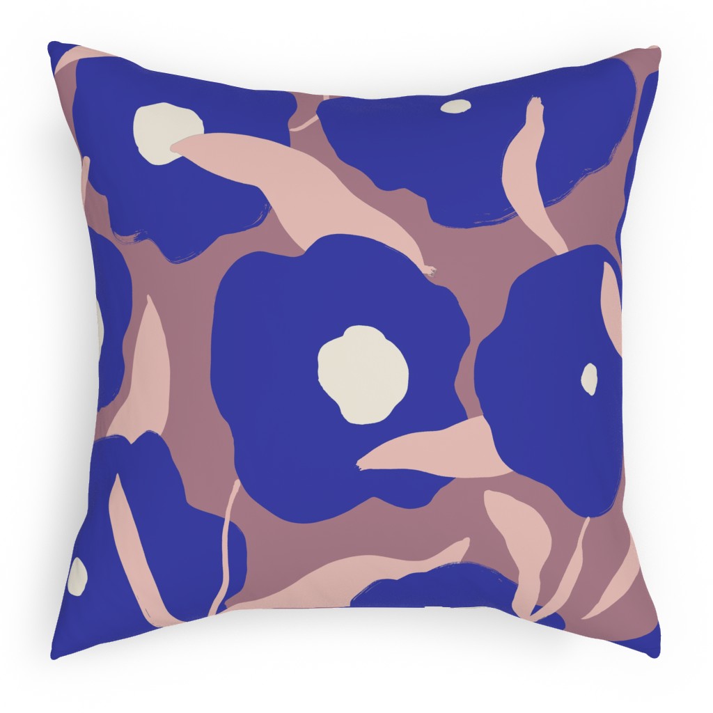 Allover Flowers - Blue Pillow, Woven, White, 18x18, Double Sided, Purple, Purple