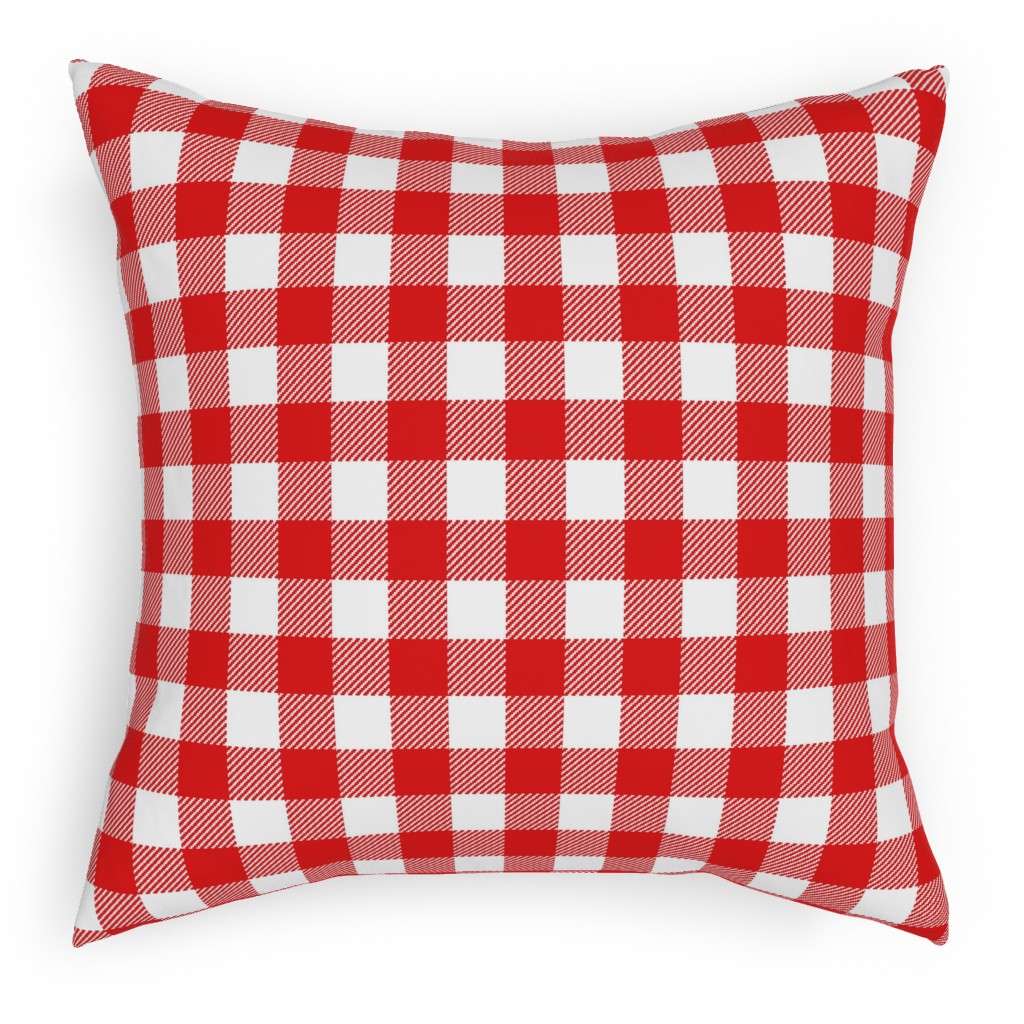 Buffalo Plaid Pillow, Woven, White, 18x18, Double Sided, Red, Firecracker
