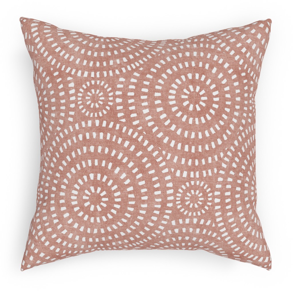 Bohemian Tiles - Circular - Pink Pillow, Woven, White, 18x18, Double Sided, Pink