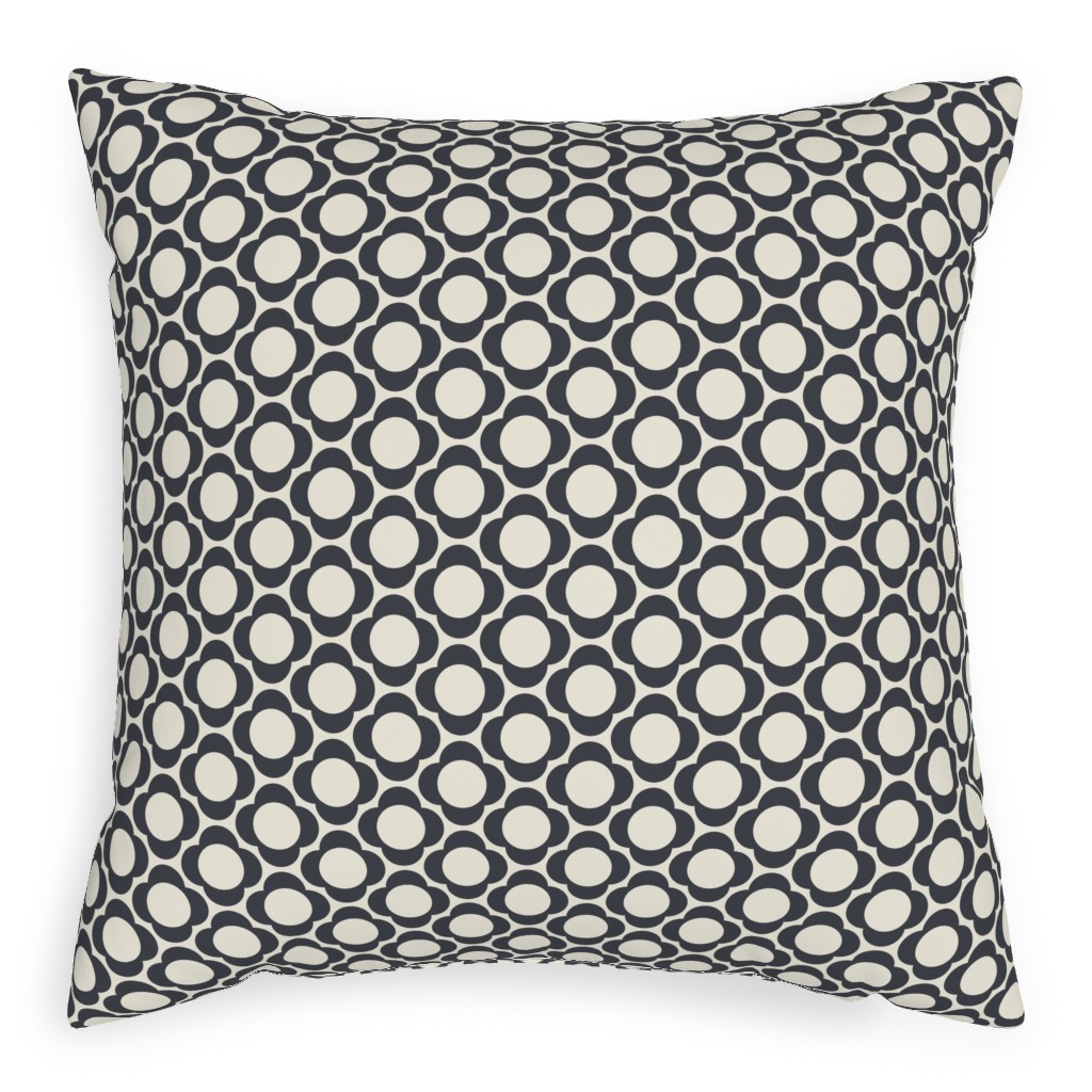 Lotta's Scandi Daisy - Navy on Cream Pillow, Woven, White, 20x20, Double Sided, Beige, Pearl