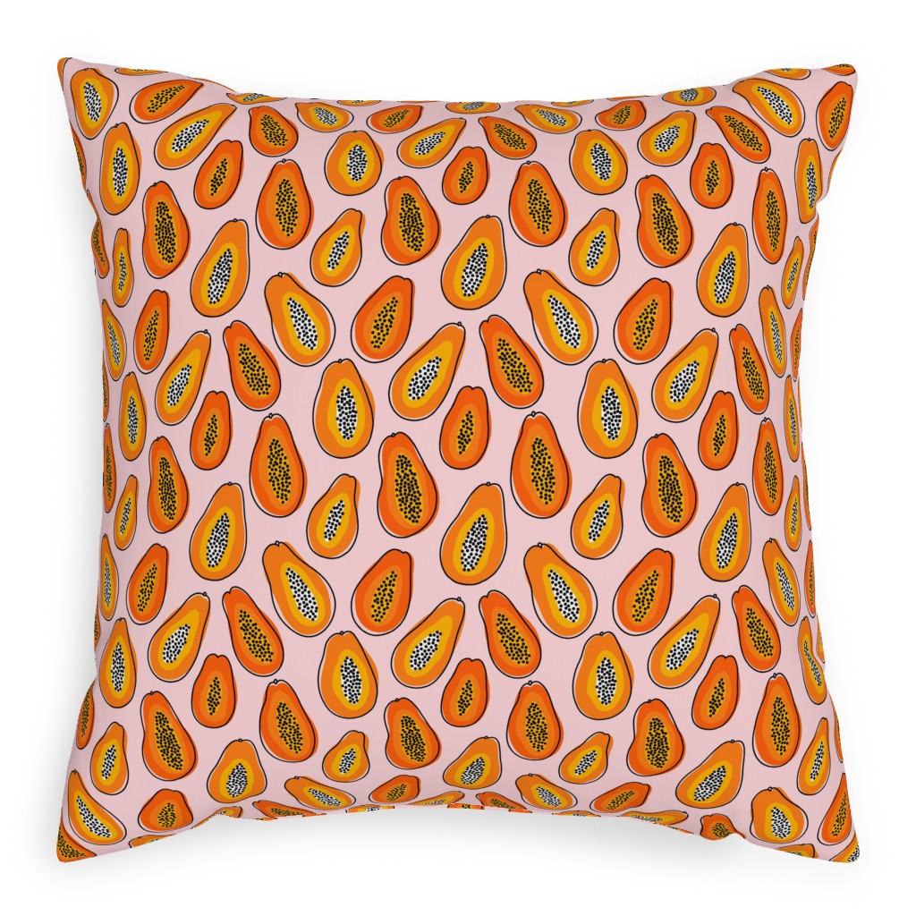 Abstract Papayas - Pink Pillow, Woven, White, 20x20, Double Sided, Pink