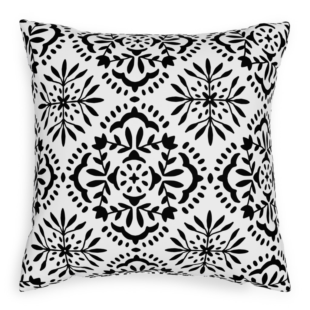 Southern At Heart - Black and White Pillow, Woven, White, 20x20, Double Sided, Black, Black