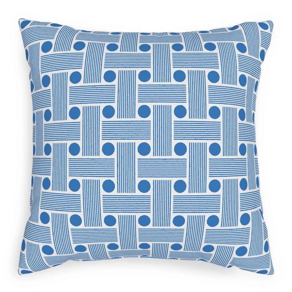 Beams - Blue Pillow, Woven, White, 20x20, Double Sided, Blue