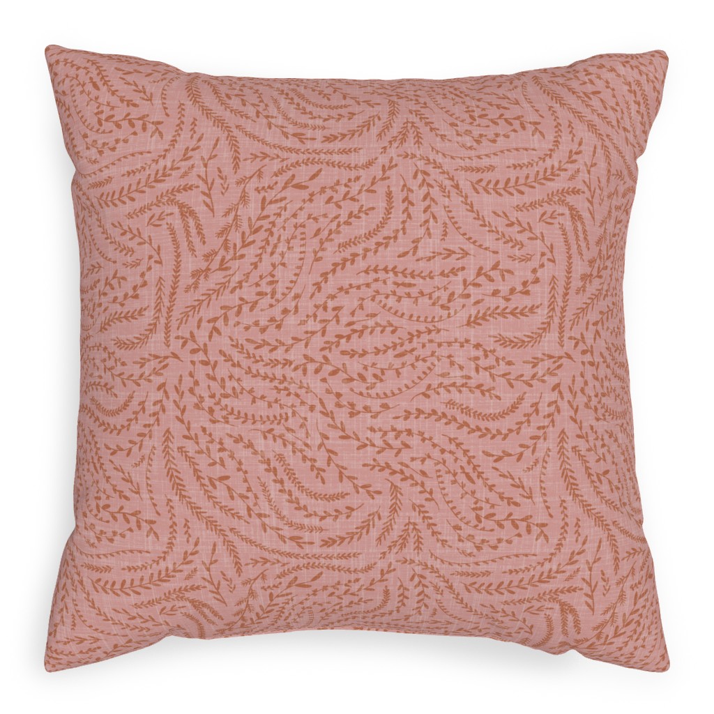 Notion - Fine Floral - Pink and Rust Pillow, Woven, White, 20x20, Double Sided, Pink, Bright Pink