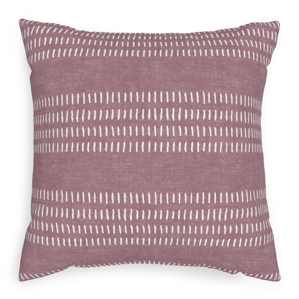 Farmhouse Stitch Stripes on Mauve Pillow, Woven, White, 20x20, Double Sided, Purple