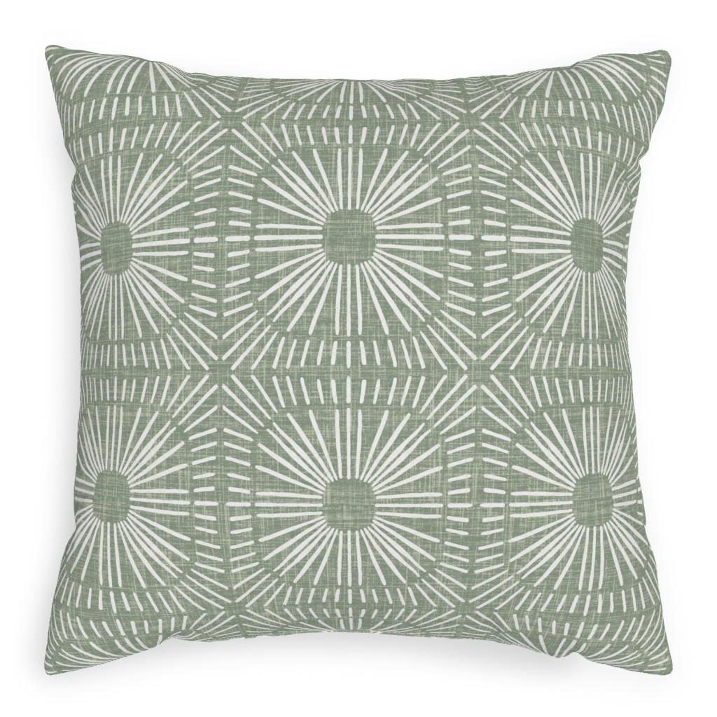 Sunburst in Sage Pillow, Woven, White, 20x20, Double Sided, Green