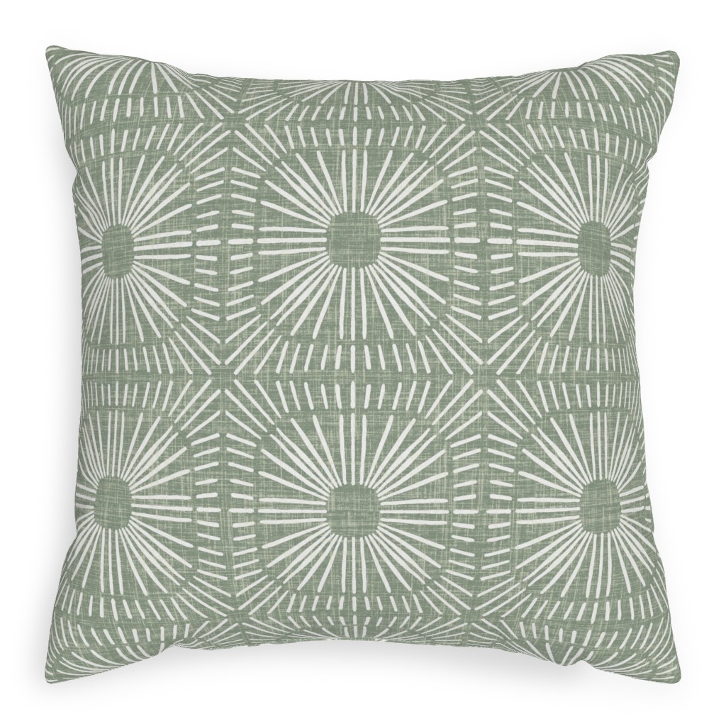 Sunburst in Sage Pillow, Woven, White, 20x20, Double Sided, Green, Classic Green