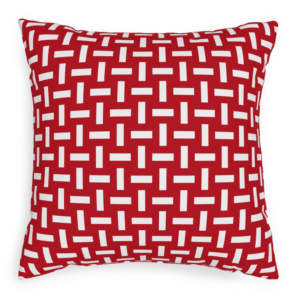 Geometrically Assembled Flag - Red Pillow, Woven, White, 20x20, Double Sided, Red, Red