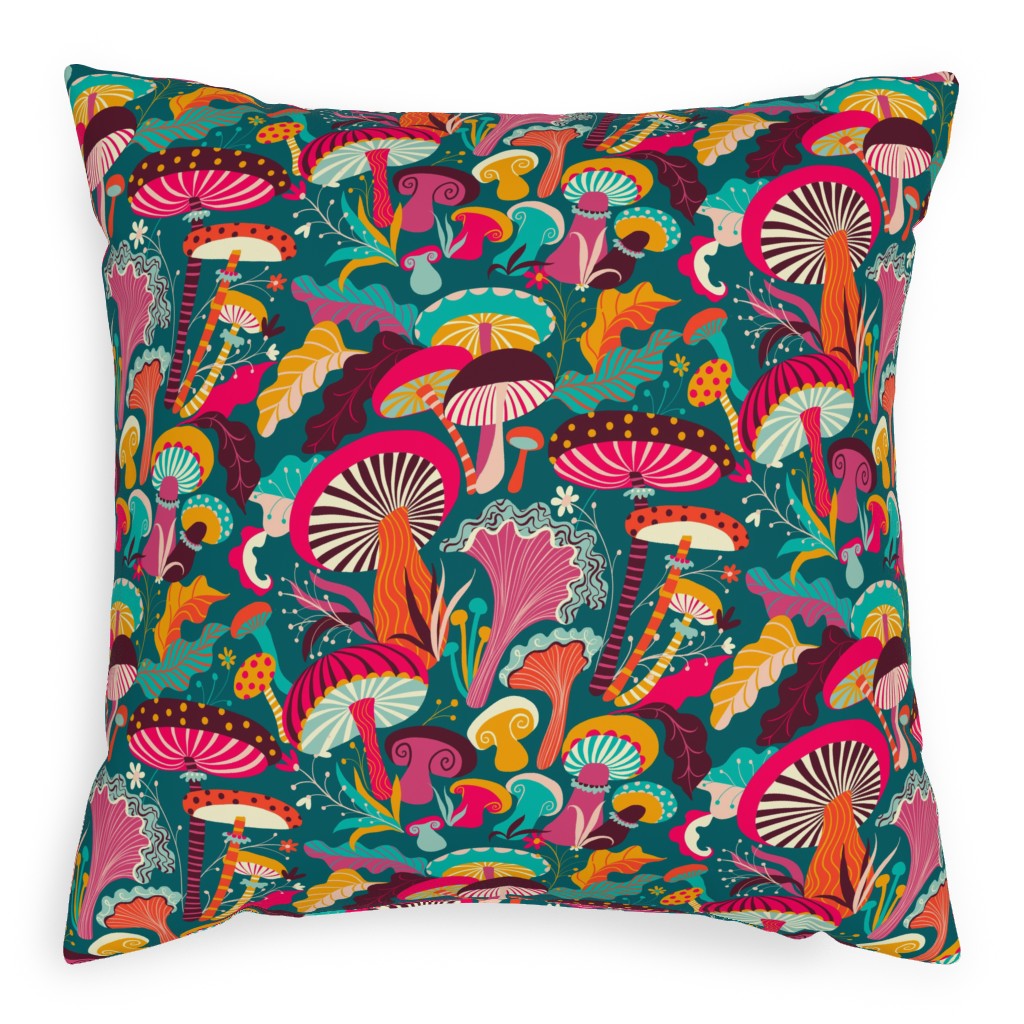 Fantastic Fungi - Multi Pillow, Woven, White, 20x20, Double Sided, Multicolor