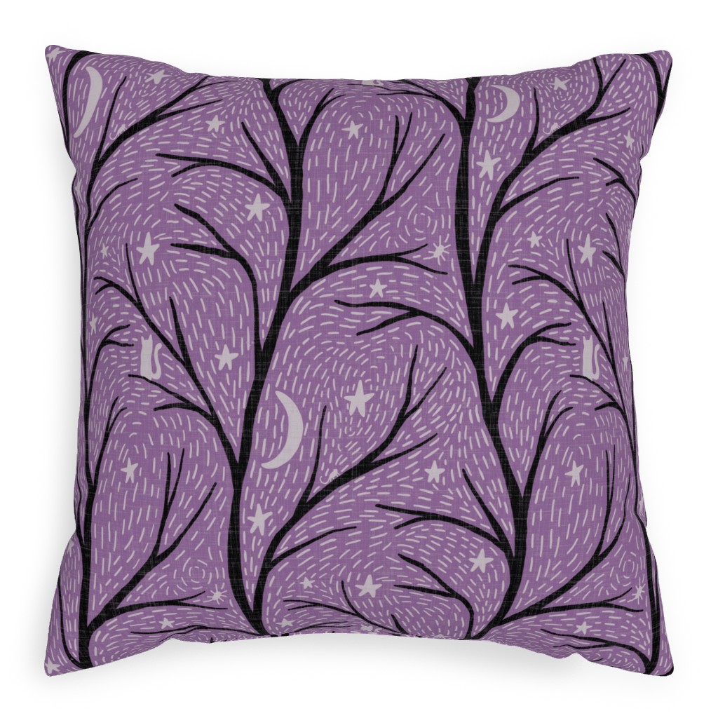 Spooky Night - Purple Pillow, Woven, White, 20x20, Double Sided, Purple