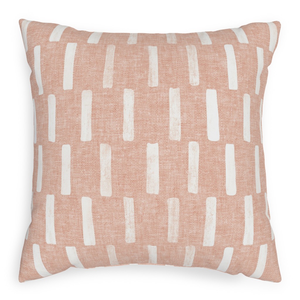 Boho Dash Block Print - Dusty Pink Pillow, Woven, White, 20x20, Double Sided, Pink, Bright Pink
