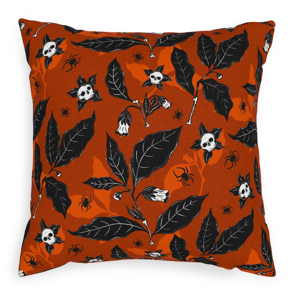 Atropa Belladonna - Orange Pillow, Woven, White, 20x20, Double Sided, Orange