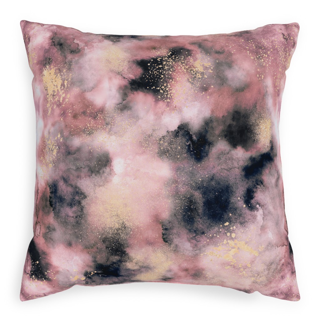 Watercolor Marble - Pink Pillow, Woven, White, 20x20, Double Sided, Pink, Bright Pink