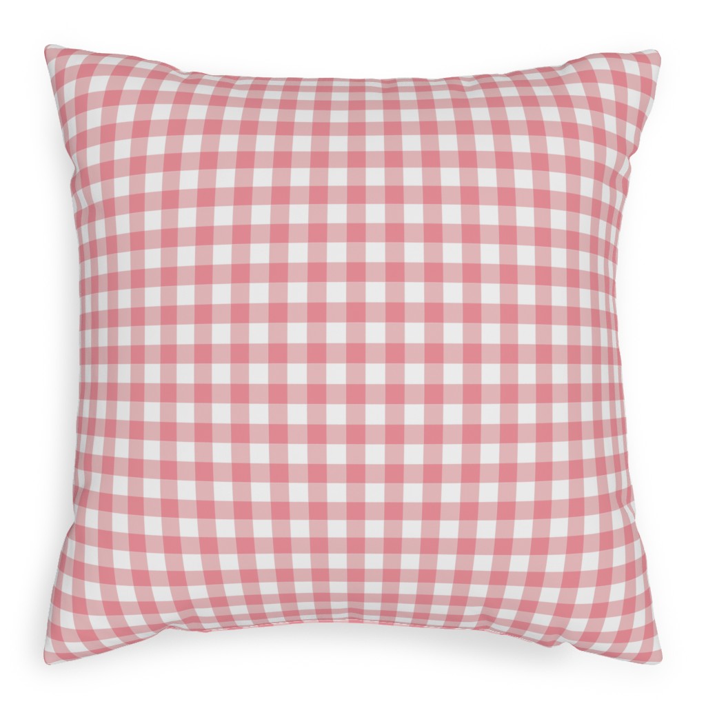 Simple Gingham Pillow, Woven, White, 20x20, Double Sided, Pink, Ballet Slipper