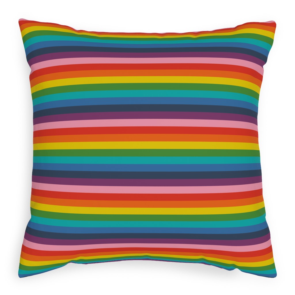 Colorful Live - Rainbow Stripe Pillow, Woven, White, 20x20, Double Sided, Multicolor