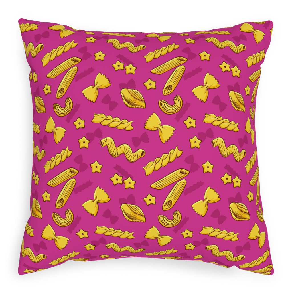 Pasta Pillow, Woven, White, 20x20, Double Sided, Pink, Candy