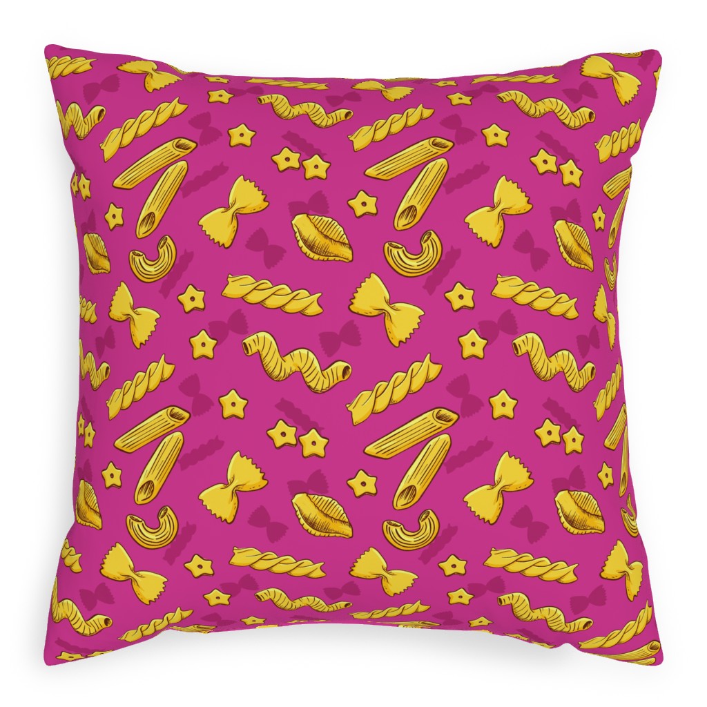 Pasta Pillow, Woven, White, 20x20, Double Sided, Pink