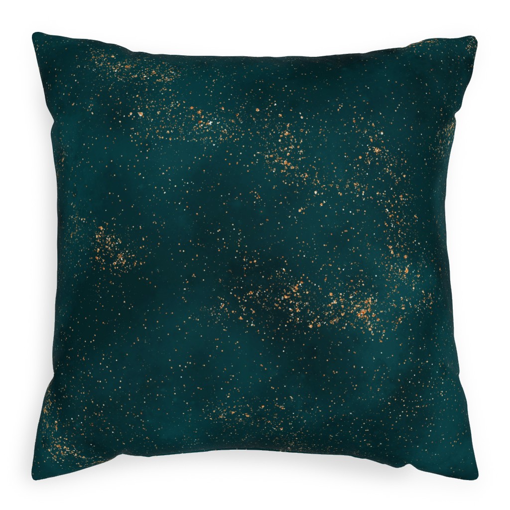 Stardust - Green Pillow, Woven, White, 20x20, Double Sided, Green