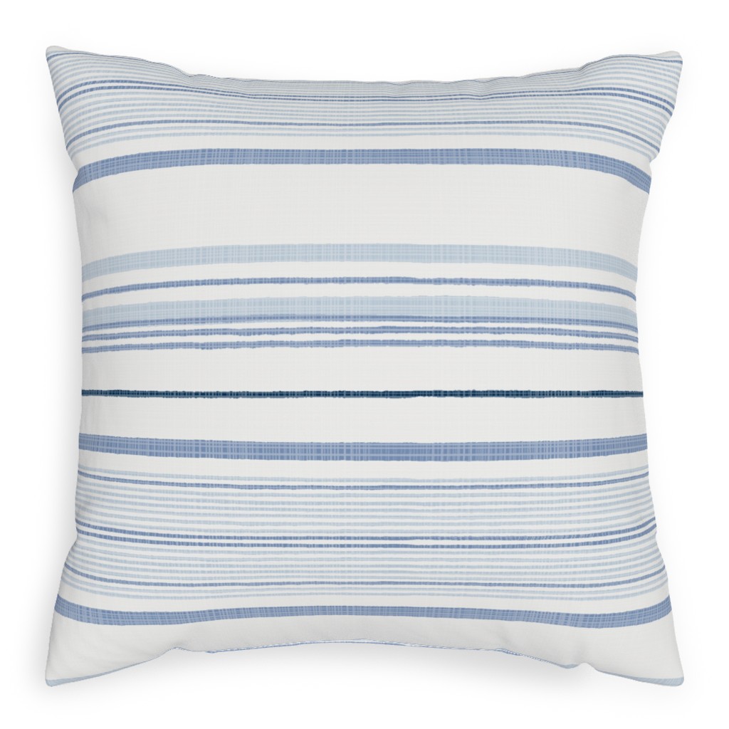 Double Anderson Stripe - Blue Pillow, Woven, White, 20x20, Double Sided, Blue