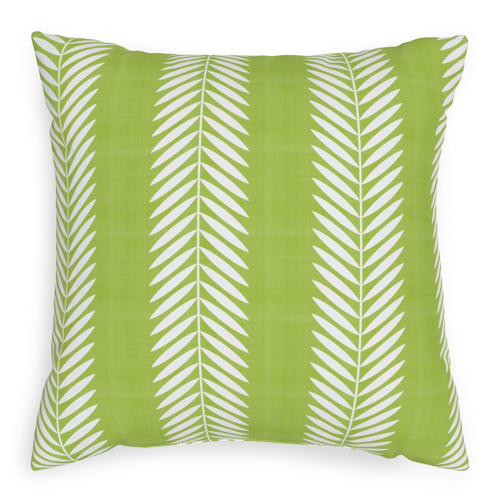 Laurel Leaf Stripe Pillow, Woven, White, 20x20, Double Sided, Green