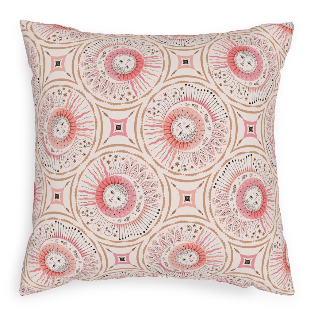 Celestial Talisman in Pink Pillow, Woven, White, 20x20, Double Sided, Pink