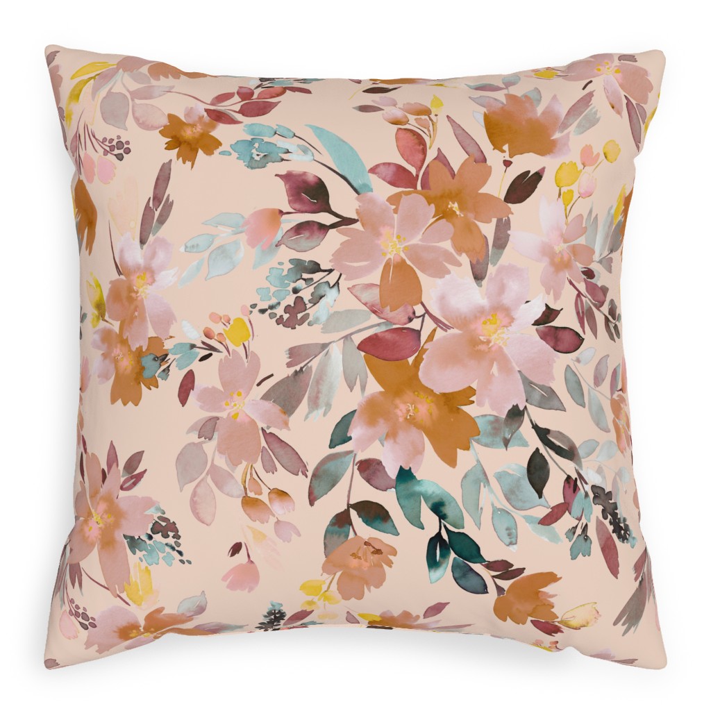 Summery Oleander Floral - Soft Pink Pillow, Woven, White, 20x20, Double Sided, Pink, Bright Pink