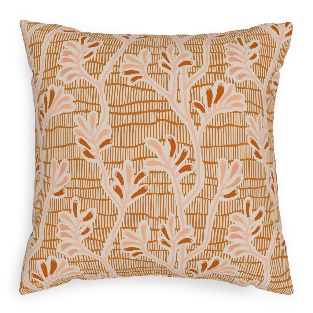 Kangaroo Paw - Floral Pillow, Woven, White, 20x20, Double Sided, Pink