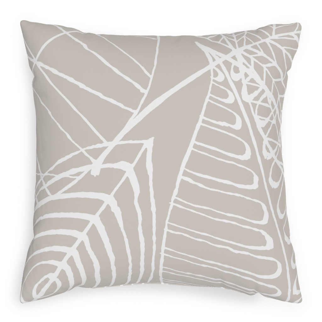Leaves - Greige Pillow, Woven, White, 20x20, Double Sided, Beige