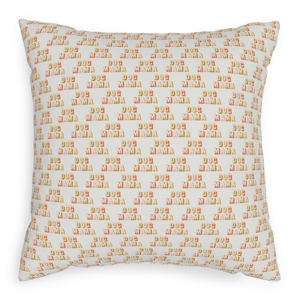 Dog Mama - Retro Vintage Text - Earthy Pillow, Woven, White, 20x20, Double Sided, Beige