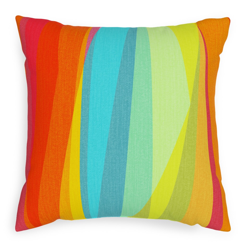 Geo Stripes Vertical - Multi Pillow, Woven, White, 20x20, Double Sided, Multicolor