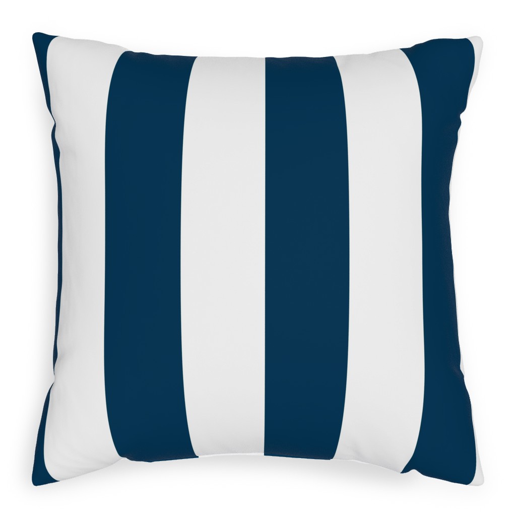 Cabana Stripe - Navy and White Pillow, Woven, White, 20x20, Double Sided, Blue